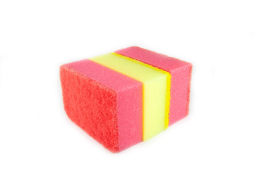 Sponge scouring pads on an isolated white background