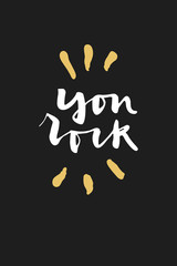 You Rock. Hand drawn calligraphic Valentine's day card