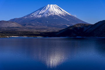 厳冬期の本栖湖より富士山