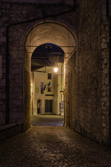 Settefrati by night, alley, Ciociaria, Valle di Comino, Frosinone