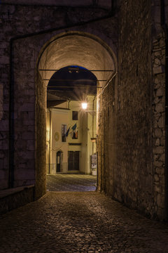 Settefrati by night, alley, Ciociaria, Valle di Comino, Frosinone