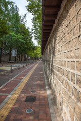 Old stone wall in Seoull. South Korea