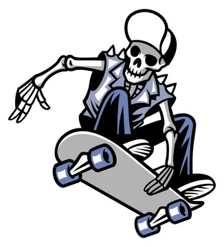 skull punk ride a skateboard