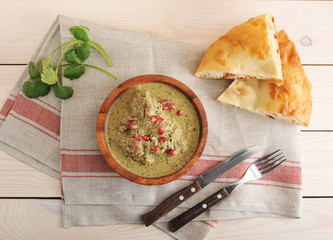 Chakhokhbili – recipe Georgian cuisine - with pita bread