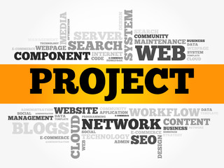 PROJECT word cloud collage, technology business concept background