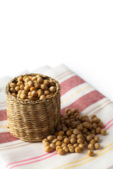 Soybean in wood bowl