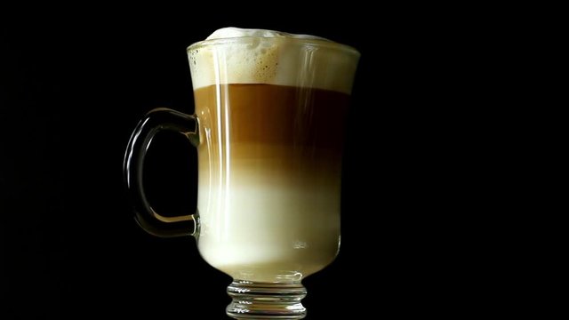 Coffee Latte Macchiato Rotating Shallow Depth Of Field