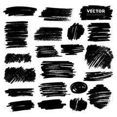 Vector set of grunge brush strokes