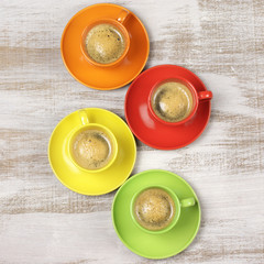 Coffee in colorful cups