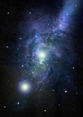 Stars, dust and gas nebula in a far galaxy