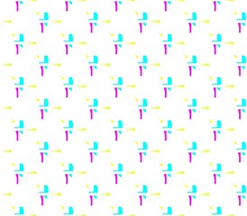 Naklejka premium Abstract seamless white background with lines and triangles angles blue and yellow and pink colors lined in rows to form a continuous pattern