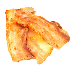 fried bacon on white
