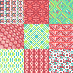 9 retro seamless ornaments. For textile, wallpaper, wrapping, web backgrounds etc.
