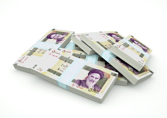 Obraz na płótnie Canvas Stack of Iran Money isolated on white background