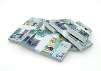 Obraz na płótnie Canvas Stack of Kuwait Money isolated on white background