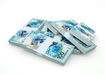 Stack of Russia Money isolated on white background