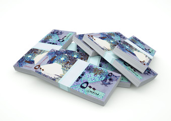 Stack of Qatar Money isolated on white background