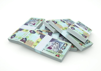 Stack of United Arab Emirates Money isolated on white background