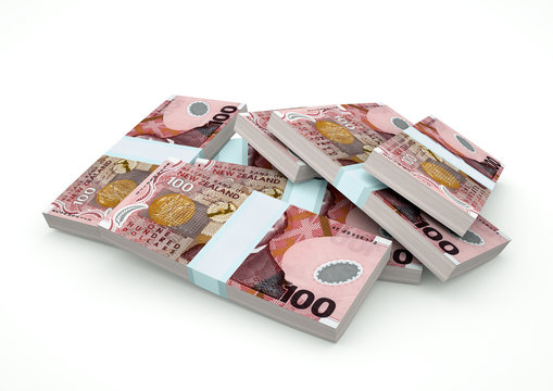 Stack of New Zealand Money isolated on white background
