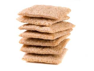 stack of crisp bread isolated on white background