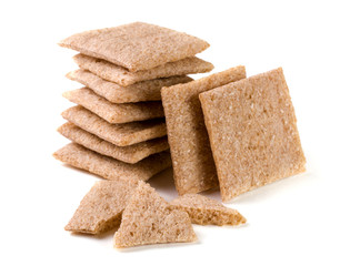 stack of crisp bread isolated on white background