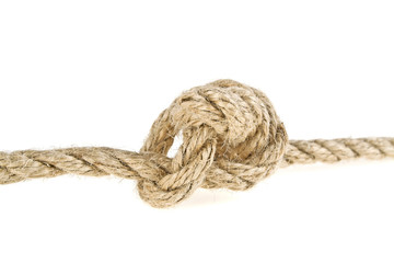 Close up of a rope on white background