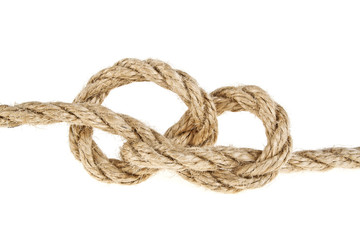 Close up of a rope on white background