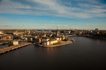 Obraz premium Widok z lotu ptaka na stare miasto (Gamla Stan) w Sztokholmie, Szwecja