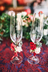 two nice symbolic glasses for the bride and groom