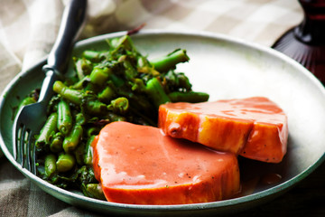 Ham with a Port Wine Sauce.