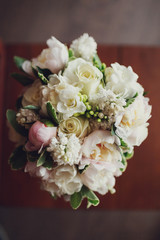 beautiful and delicate wedding bouquet of flowers for the bride