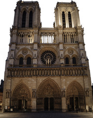 Fototapeta na wymiar Cathedrale Notre Dame de Paris is a most famous cathedral on the eastern half of the Cite Island