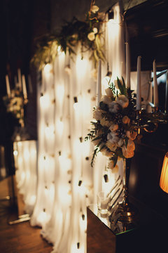 beautifully decorated fotozone for a wedding celebration in a re