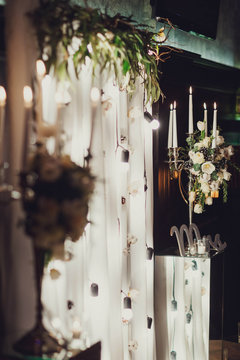 beautifully decorated fotozone for a wedding celebration in a re