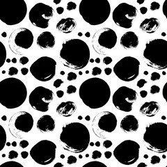 Fototapeta premium Seamless black and white pattern with abstract circles