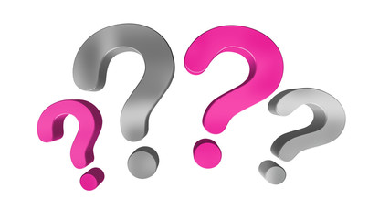 Pink and grey question marks 3D rendering
