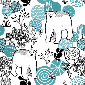 Polar bear seamless pattern.