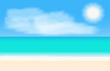 Tropical beach panorama. Vector background illustration.