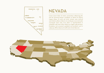 3D USA State map - NEVADA
