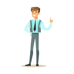 Obraz premium Man In Vest With A Tie, Part Of Office Workers Series Of Cartoon Characters In Official Clothing