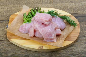 Raw sliced turkey