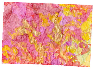 Crumpled old paper texture, watercolor hand drawn background. Abstract drawing on chewing sheet