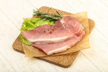 Raw pork steak