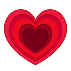 Paper layered heart isolated on white background. Vector illustration. Can be used for Valentine's day background.
