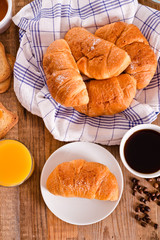 Breakfast with croissants. 
