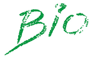 The handwritten, green sign with text Bio, isolated on white background - vector