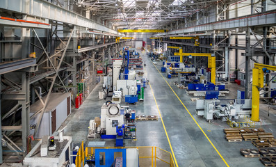 the interior metal manufacturing the view from the top - obrazy, fototapety, plakaty