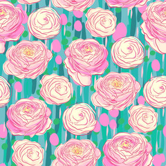 Blooming flowers. For textile, wallpaper, wrapping, web backgrounds etc.
