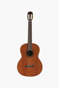 Brown guitar isolated on white background
