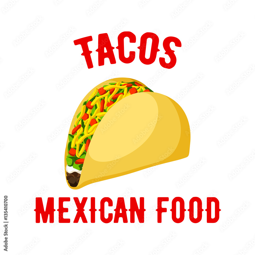 Wall mural Tacos mexican fast food vector isolated icon